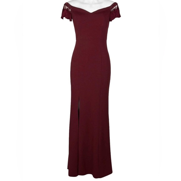 Aidan by Aidan Mattox Dresses & Skirts - Aidan Mattox | Off-Shoulder Tassel Sleeves Evening Gown | Size 6